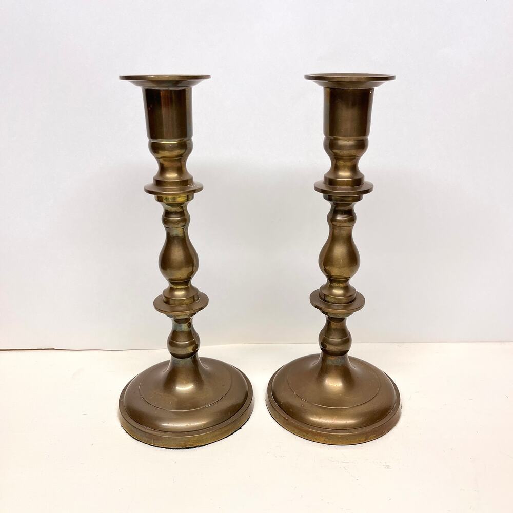 Pair of Vintage Gatco 9.5" Solid Brass Candlesticks Made in India